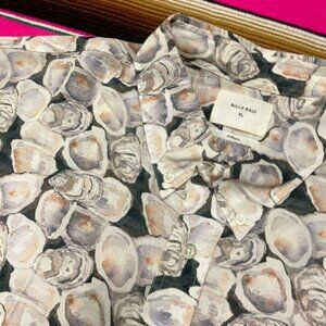 Billy Reid Shirt Men's XL Standard Fit Short Sleeve Button Up Oyster Print Camp